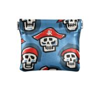Cartoon White Pirate Skull Women Leather Coin Purse Portable Personal Items Organizer for Women Travel, Cartoon white pirate skull, One Size, Print Art