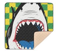 Cartoon White Shark Soft Padded Baby Play mat Activity Gym for Floor Cozy Breathable foldablummy Time & Crawling Mat for Baby Toddler Infant, 50'' x 50''gimnasio de actividades para