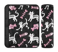 Cartoon White Skeleton Cats 2 pcs seat Belt Belt for Women More Comfort Driving for Truck forro para cinturon de seguridad