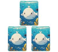 Cartoon White Whale Car Air Freshener, 3 Pcs Square Hanging Air Freshener Cards, Long Lasting Fragrance Scented Cards for Car, Home, Office Gray-style