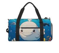 Cartoon White Whale Gym Bag for Men Women, Waterproof Gym Tote Bags, Large Duffel Bag for Travel Workout