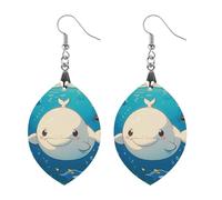 Cartoon White Whale Wooden Earrings for Women, Vintage Elegant Wood Jewelry, Lightweight Earrings for Wedding, Party, Everyday Jewelry Gift, Apricot shaped, Wood, wood