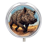 Cartoon Wild Boar Pill Box, 3 Compartment Small Pill Case Waterproof Travel Pill Organizer for Pocket Or Purse Portable Mini Medicine Tablet Vitamin Holder Pill Case