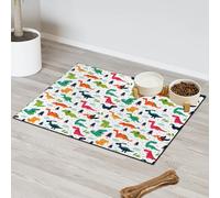 Cartoon Wildlife Dinosaur Pet Feeding Mat for Cat Dog Water Bowl Food Mats Funny Dinosaur Pet Feeding Mats Absorbent Nti-Slip Contain Spills Protects Floors Placemat 60.9 x 81.2 cm