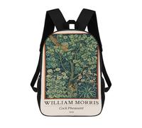 Cartoon William Morris Pheasant Vintage Children's 17 Inch Backpacks 3D Printed Backpack for Kids Travel Rucksacks Book Bags Kids School Bag