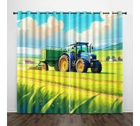 Cartoon Window Curtain Blackout Countryside Farmland Tractor UV Protection Thermal Insulation Window Drapes With Grommet Curtains for Living Room Windows Bedroom Study W140 x L300 CM 2 Panels