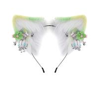 Cartoon Wolf Ear Shape Hair Hoop With Dangle Flower Decors Hair Holder Cosplay Party Headwear For Teenagers Adult