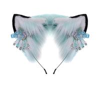 Cartoon Wolf Ear Shape Hair Hoop With Dangle Flower Decors Hair Holder Cosplay Party Headwear For Teenagers Adult