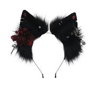 Cartoon Wolf Ear Shape Hair Hoop With Flower&Earring Decors Hair Holder Cosplay Party Headwear For Teenagers Adult Hoop For Woman Lovely Cartoon Animals Ear Shape Decorative Cute Colorful