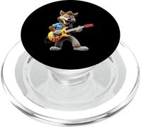 Cartoon Wolf Rock Guitarist Playing Electric Guitar Music PopSockets PopGrip for MagSafe