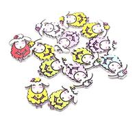 Cartoon Wooden Button Sewing White Base Color Decor Sheep Shaped Sewing Fastener Buttons 100Pcs