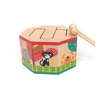 Cartoon Wooden Drum 3-tone High Medium Low Hand Drumming Environmentally Wood Octagonal Percussion Rhythm Instrument with Drumstick