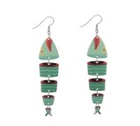 Cartoon Wooden Goldfish Earrings Colorful Creative Funny Koi Fish Earrings for Women Teacher Student Jewelry, Wood, No Gemstone