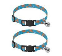 Cartoon Word Blue White Adjustable Buckle Cats Collar 2 Pack Comfortable Cat Collar