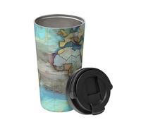 Cartoon World Map Carry An Insulated Coffee Mug. Stylish 500ml Thermos That Keeps Drinks Hot For Hours, Perfect For Coffee, Tea And More.