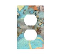 Cartoon World map Decorative Switch Plate Cover-Unbreakable Polycarbonate Wall Plate for Home Office, 1 Gang with Screws