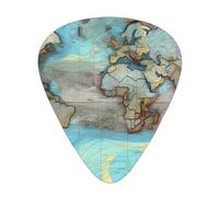 Cartoon world map Guitar Picks 12 Pack Assorted Thickness-0.46mm 0.71mm 0.96mm Medium Thin Heavy Celluloid Style Picks for Acoustic Electric Guitar Ukulele