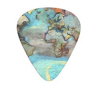 Cartoon World Map Guitar Plectrums Classical Triangle Bass Acoustic And Electric Guitar Plectrums For Guitarists 12 Pieces