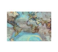 Cartoon world map Horizontal Wooden Jigsaw Puzzle 1000 Pieces Relax and Improve Hands on Skills and Concentration