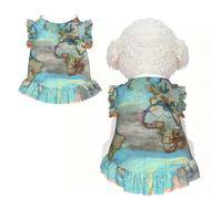 Cartoon world map Pet Dress for Small Medium Dogs