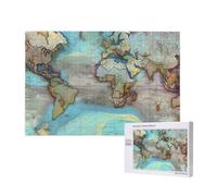 Cartoon world map Wooden Puzzle 1000 Pieces â€“ Color Box Packaging Family Leisure Challenge with Indoor Decoration