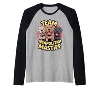 Cartoon Wrinkly Guard Pet Dog Breed Team Neapolitan Mastiff Raglan Baseball Tee