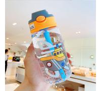 (Cartoon Yellow, 480ml) Cute little handsome boy children's water cup straw cup creative handy cup duckbill children's cup student water cup