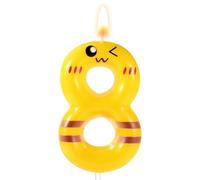 Cartoon Yellow Birthday Cake Candle Eight, Yellow Numeral Birthday Cake Topper Cartoon Animated Birthday Decoration Yellow Happy Birthday Number Candles for Party Supplies (8)