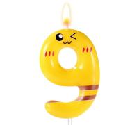 Cartoon Yellow Birthday Cake Candle Nine, Yellow Numeral Birthday Cake Topper Cartoon Animated Birthday Decoration Yellow Happy Birthday Number Candles for Party Supplies (9)