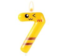 Cartoon Yellow Birthday Cake Candle Seven, Yellow Numeral Birthday Cake Topper Cartoon Animated Birthday Decoration Yellow Happy Birthday Number Candles for Party Supplies (7)
