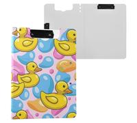 Cartoon Yellow Duck Blue Pink Foldable Clipboard with Storage Double Metal Clips Pen Holder Clip Board with Hard Cover Clipboard Binder Coaching Trade Quest