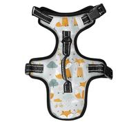Cartoon Yellow Foxes Grey Reflective Dog Safety Vest for German Shepherd Hiking Waterproof Dog Vests for Large Dogs Chaleco para perro