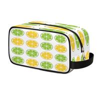 Cartoon Yellow Green Lemon Slice Toiletry Bag for Travel, Cosmetic Makeup Bag Waterproof Polyester Shaving Bag for Men Women Kids, Portable Organizer for Bathroom Gym Vacation