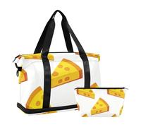 Cartoon Yellow Triangle Cheese Large Bag Weekend Bag with Adjustable Strap for Hiking Foldable, Cartoon yellow triangle cheese, One Size