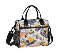 Cartoon Yellow Truck Large Womens Lunchbox with Shoulder Strap Insulated Lunch Bags for Women for School lonchera de Mujer para el Trabajo