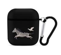 Cartoon Zebra Bird Print Earphone Case Cover Compatible with AirPods 1&2 Shockproof Bluetooth Headset Case Black-style