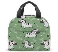 Cartoon Zebra Kids Lunch Bag Insulated School Lunch Box for Boys Girls Cute Animal Pattern Print 23x13x21cm (01)
