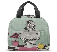 Cartoon Zebra Kids Lunch Bag Insulated School Lunch Box for Boys Girls Cute Animal Pattern Print 23x13x21cm (03)