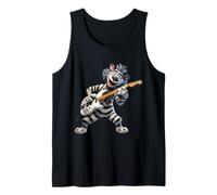 Cartoon Zebra Playing Electric Guitar Rocker Musician Tank Top