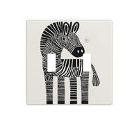 Cartoon Zebra Scandinavian Minimalism Double Gang Toggle Light Cover Wall Plate Switch Decor Standard Size - 11.4x11.4cm