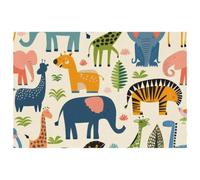 Cartoon Zoo Animal Placemats Heat Resistant Washable Oxford Cloth Table Mats Set of 4 Home Kitchen Decoration, Easy to Clean