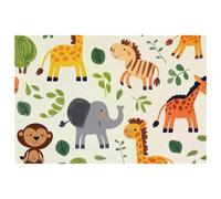 Cartoon Zoo Animals Placemats Heat Resistant Washable Oxford Cloth Table Mats Set of 4 Home Kitchen Decoration, Easy to Clean
