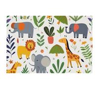 Cartoon Zoo Animals Placemats Heat Resistant Washable Oxford Cloth Table Mats Set of 4 Home Kitchen Decoration, Easy to Clean