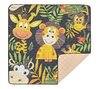Cartoon Zoo Giraffe Monkey Animal Soft Padded Baby Activity Play Mat for Indoor Outdoor Portable Foldable Activity Gym Mat for Baby Kids Toddlers Infants, 50'' x 50''alfombra de juegos