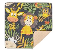 Cartoon Zoo Giraffe Monkey Animal Soft Thick Baby Tummy time Play mat for Floor Cozy Breathable Foldable Padded Baby Mat for Newborns Babies Infants Toddlers, 50'' x 50''