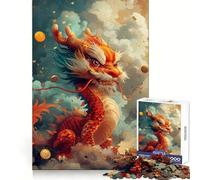Cartoonized Chinese Dragon Jigsaw for Adults 1000 Pieces Critical Think Cozy Pastime Uniform Edges Xmas Present (38x52cm)
