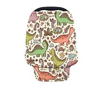 Cartoons Baby Car Seat Cover Canopy and Nursing Cover, Fansu Breastfeeding Cover Ups Multi Use Infant Stroller Canopy Privacy Cover Ultra-Soft and Breathable (Yellow Dinosaur)