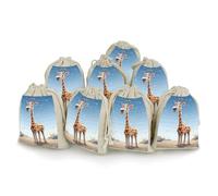 Cartoons Giraffe Bunches Pocket Cotton And Hemp with Drawstring 8 Pieces Reusable Gift Bags Jewelry Pouch for Wedding DIY Craft Party (4.9 X 6.7 Inch)