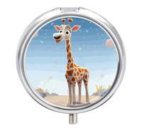 Cartoons Giraffe Pill Box, 3 Compartment Small Pill Case Waterproof Travel Pill Organizer for Pocket Or Purse Portable Mini Medicine Tablet Vitamin Holder Pill Case