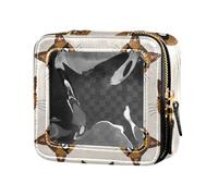 Cartoons Love Brown Cats with Glasses Clear Small Makeup Bag for Purse Cosmetic Bag Portable Make Up Organizer for Flying